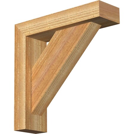 Ekena Millwork Traditional Block Rough Sawn Bracket w/ Offset Brace, Western Red Cedar, 4"W x 14"D x 14"H BKT0402X14X14TRA05RWR